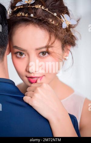 Mariée et marié heureux et doux Banque D'Images