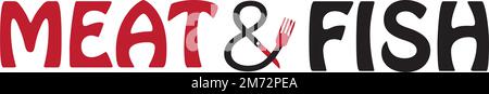 Un vecteur du logo minimaliste de la viande et du poisson pour un restaurant sur fond blanc Illustration de Vecteur
