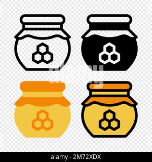 Ensemble d'icônes de pot de miel. Icône en forme de pot de miel de dessin animé coloré. Design géométrique créatif avec logo en forme de pot à miel. Illustration vectorielle Illustration de Vecteur