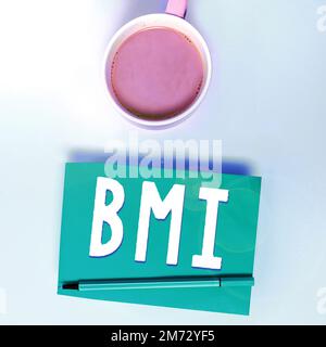 Légende de texte présentant l'IMC. Concept Internet méthode d'estimation des niveaux de graisse corporelle en fonction du poids et de la taille Banque D'Images