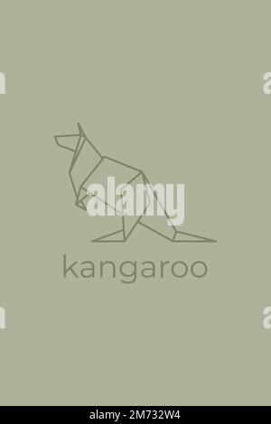 origami kangourou. Logo kangourou abstrait sur la ligne. Origami animal. Art. De la ligne d'animaux Illustration du contour de l'atelier pour animaux de compagnie. Illustration vectorielle Illustration de Vecteur