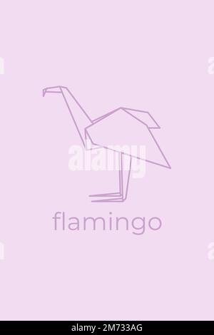 flamingo origami. Motif abstrait de logo flamants d'art. Origami animal. Art. De la ligne d'animaux Illustration du contour de l'atelier pour animaux de compagnie. Illustration vectorielle Illustration de Vecteur