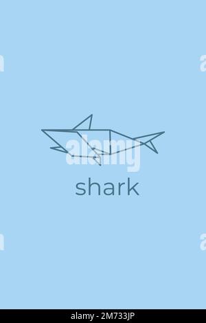 origami de requin. Motif abstrait sur le logo représentant un requin. Origami animal. Art. De la ligne d'animaux Illustration du contour de l'atelier pour animaux de compagnie. Illustration vectorielle Illustration de Vecteur