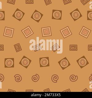 Motif sans couture avec éléments géométriques de style tribal, dans des tons marron et jaune Illustration de Vecteur