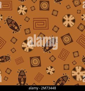 Modèle ethnique sans couture avec éléments de style africain. Fond tribal vectorisé à la main. Illustration de Vecteur