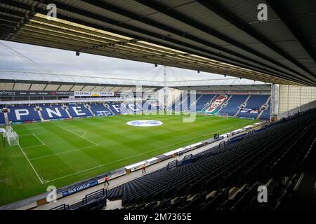 Preston, Royaume-Uni. 07th janvier 2023. Vue générale du stade Deepdale avant le match de la coupe Emirates FA Preston North End vs Huddersfield Town à Deepdale, Preston, Royaume-Uni, 7th janvier 2023 (photo de Steve Flynn/News Images) à Preston, Royaume-Uni le 1/7/2023. (Photo de Steve Flynn/News Images/Sipa USA) crédit: SIPA USA/Alay Live News Banque D'Images