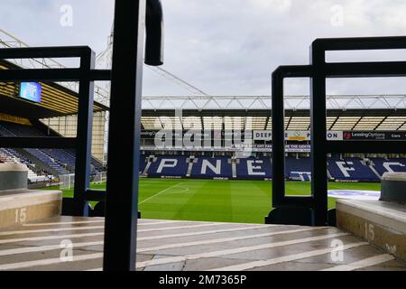 Preston, Royaume-Uni. 07th janvier 2023. Vue générale du stade Deepdale avant le match de la coupe Emirates FA Preston North End vs Huddersfield Town à Deepdale, Preston, Royaume-Uni, 7th janvier 2023 (photo de Steve Flynn/News Images) à Preston, Royaume-Uni le 1/7/2023. (Photo de Steve Flynn/News Images/Sipa USA) crédit: SIPA USA/Alay Live News Banque D'Images