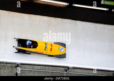 WINTERBERG, ALLEMAGNE - JANVIER 7 : Lisa Buckwitz, d'Allemagne, participe à la chaleur 2 du Monobob féminin lors de la coupe du monde Bob et skeleton de la BMW IBSF à la Veltins-EisArena sur 7 janvier 2023 à Winterberg, Allemagne (photo de Patrick Goosen/Orange Pictures) Banque D'Images