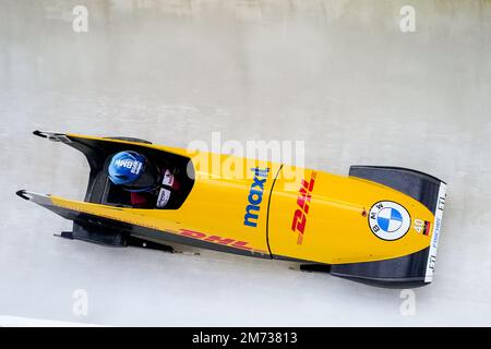 WINTERBERG, ALLEMAGNE - JANVIER 7 : Lisa Buckwitz, d'Allemagne, participe à la chaleur 2 du Monobob féminin lors de la coupe du monde Bob et skeleton de la BMW IBSF à la Veltins-EisArena sur 7 janvier 2023 à Winterberg, Allemagne (photo de Patrick Goosen/Orange Pictures) Banque D'Images