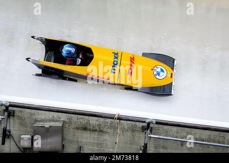 WINTERBERG, ALLEMAGNE - JANVIER 7 : Lisa Buckwitz, d'Allemagne, participe à la chaleur 2 du Monobob féminin lors de la coupe du monde Bob et skeleton de la BMW IBSF à la Veltins-EisArena sur 7 janvier 2023 à Winterberg, Allemagne (photo de Patrick Goosen/Orange Pictures) Banque D'Images