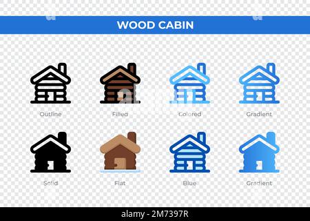 Icônes de cabine en bois dans un style différent. Icônes de cabine en bois définies. Symbole de congé. Différentes icônes de style sont définies. Illustration vectorielle Illustration de Vecteur