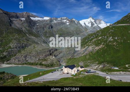 Groupe Glockner. Montagne Grossglockner (Großglockner). Cabane Glocknerhaus. Lac Margaritze. Heiligenblut. Carinthie. Alpes autrichiennes. Europe. Banque D'Images