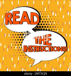 Affiche Lire les instructions. Business Showcase lisez attentivement quelque chose que quelqu'un vous dit de faire Banque D'Images