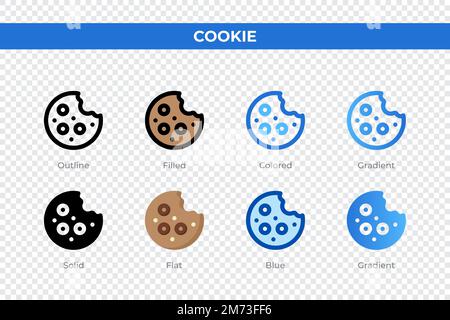 Icônes de cookies dans un style différent. Icônes de cookie définies. Symbole de congé. Différentes icônes de style sont définies. Illustration vectorielle Illustration de Vecteur