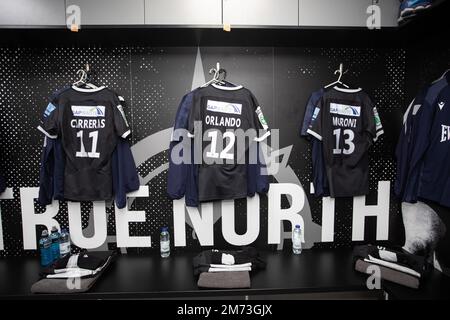 Newcastle, Royaume-Uni. 07th janvier 2023. Trio argentin de chemises prêt dans le vestiaire des Falcons avant le match Gallagher Premiership entre Newcastle Falcons et Leicester Tigers à Kingston Park, Newcastle, le samedi 7th janvier 2023. (Credit: Chris Lishman | MI News)L Credit: MI News & Sport /Alay Live News Banque D'Images