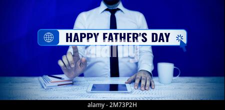 Affiche textuelle indiquant la Journée des pères heureux. Mot pour le temps de l'année pour célébrer les pères partout dans le monde Banque D'Images