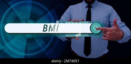 Symbole de texte indiquant l'IMC. Aperçu de l'entreprise méthode d'estimation des niveaux de graisse corporelle en fonction du poids et de la taille Banque D'Images