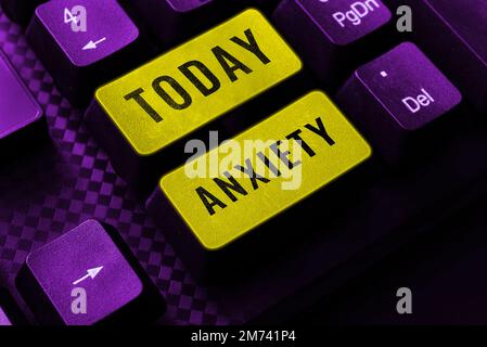 Légende du texte présentant l'anxiété. Concept Internet inquiétude excessive et appréhension syndrome d'attaque de panique Banque D'Images