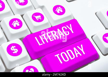 Écriture affichage de la littératie de texte. Concept signifie capacité à lire et à écrire des compétences ou des connaissances dans un domaine spécifique Banque D'Images