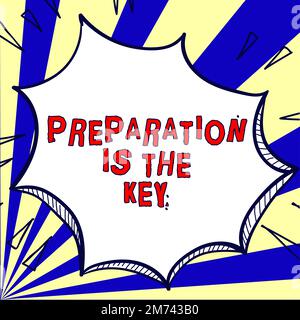 La préparation du texte d'écriture manuscrite est la clé. Action de concept d'entreprise consistant à préparer quelque chose pour le service ou l'utilisation Banque D'Images