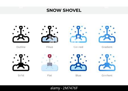 Icônes de pelle à neige dans un style différent. Icônes de pelle à neige définies. Symbole de congé. Différentes icônes de style sont définies. Illustration vectorielle Illustration de Vecteur