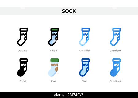 Des icônes de chaussettes dans un style différent. Ensemble d'icônes de chaussettes. Symbole de congé. Différentes icônes de style sont définies. Illustration vectorielle Illustration de Vecteur