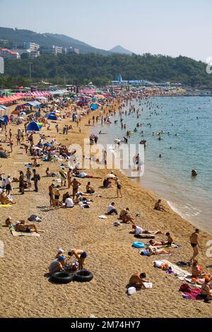 La scène de la plage à Dalian Banque D'Images