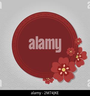 Nouvelle année chinoise salutation ronde rouge bannière vecteur Illustration de Vecteur