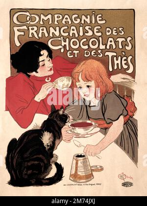 Une publicité sur le cacao au chocolat montrant une boisson au cacao de l'époque victorienne. Vers 1885 Banque D'Images