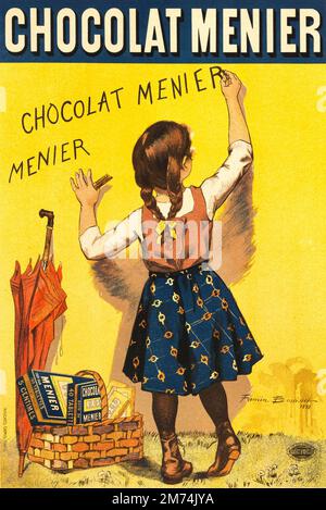 Une publicité sur le cacao au chocolat montrant une boisson au cacao de l'époque victorienne. Vers 1885 Banque D'Images