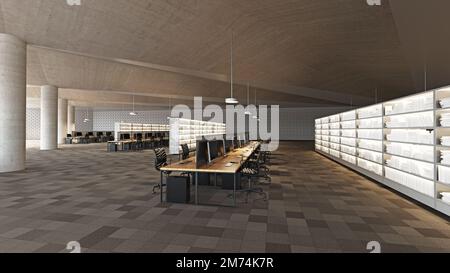 Bureau moderne avec espace ouvert. 3D rendu Banque D'Images