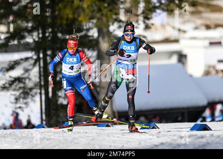 Pokljuka, Slovénie. 07th janvier 2023. Dorothea Wierer d'Italie vu en action pendant la course de poursuite de 10 km de femmes à la coupe du monde de Biathlon IBU BMW à Pokljuka. (Photo par Andrej Tarfila/SOPA Images/Sipa USA) crédit: SIPA USA/Alay Live News Banque D'Images