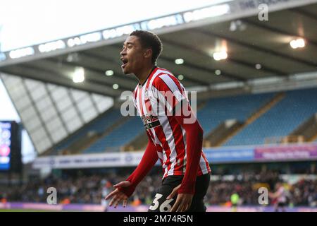 Daniel Jebbison #36 de Sheffield United lors de la coupe Emirates FA troisième Round Match Millwall vs Sheffield United à la Den, Londres, Royaume-Uni, 7th janvier 2023 (photo par Arron Gent/News Images) à Londres, Royaume-Uni le 1/7/2023. (Photo par Arron Gent/News Images/Sipa USA) Banque D'Images