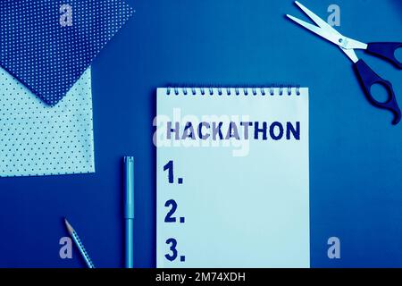 Inspiration montrant le signe Hackathon. Événement d'idée d'entreprise où un grand nombre de personnes s'engagent dans la programmation Banque D'Images