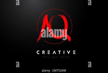 Logo Red AQ Brush Letter. Lettres au pinceau manuscrites artistiques logo vecteur de concept. Illustration de Vecteur