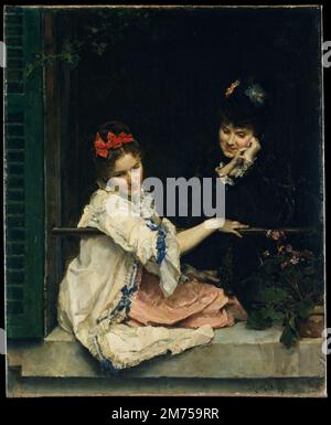 Filles à une fenêtre. Raimundo de Madrazo y Garreta. c 1875. Banque D'Images