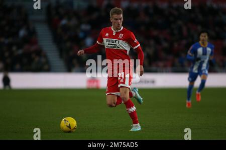 Middlesborough, Royaume-Uni. 7th janvier 2023. Marcel Forss de Middlesbrough lors du troisième tour de la coupe FA entre Middlesbrough et Brighton et Hove Albion au stade Riverside, Middlesbrough, le samedi 7th janvier 2023. (Crédit : Michael Driver | MI News) crédit : MI News & Sport /Alay Live News Banque D'Images