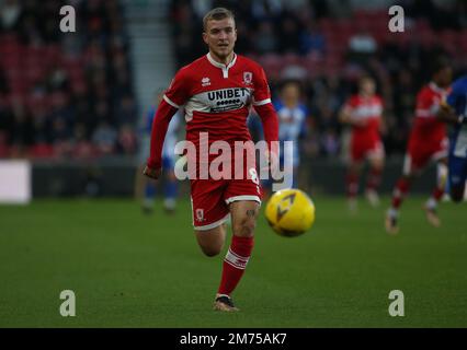 Middlesborough, Royaume-Uni. 7th janvier 2023. Riley McGree de Middlesbrough lors du troisième tour de la coupe FA entre Middlesbrough et Brighton et Hove Albion au stade Riverside, à Middlesbrough, le samedi 7th janvier 2023. (Crédit : Michael Driver | MI News) crédit : MI News & Sport /Alay Live News Banque D'Images