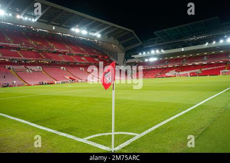 Liverpool, Royaume-Uni. 07th janvier 2023. Vue générale du stade Anfield avant le match de troisième tour de la coupe Emirates FA Liverpool contre Wolverhampton Wanderers à Anfield, Liverpool, Royaume-Uni, 7th janvier 2023 (photo de Steve Flynn/News Images) à Liverpool, Royaume-Uni le 1/7/2023. (Photo de Steve Flynn/News Images/Sipa USA) crédit: SIPA USA/Alay Live News Banque D'Images