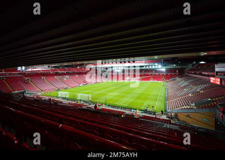 Liverpool, Royaume-Uni. 07th janvier 2023. Vue générale du stade Anfield avant le match de troisième tour de la coupe Emirates FA Liverpool contre Wolverhampton Wanderers à Anfield, Liverpool, Royaume-Uni, 7th janvier 2023 (photo de Steve Flynn/News Images) à Liverpool, Royaume-Uni le 1/7/2023. (Photo de Steve Flynn/News Images/Sipa USA) crédit: SIPA USA/Alay Live News Banque D'Images