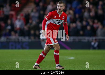Middlesborough, Royaume-Uni. 7th janvier 2023. Riley McGree de Middlesbrough lors du troisième tour de la coupe FA entre Middlesbrough et Brighton et Hove Albion au stade Riverside, à Middlesbrough, le samedi 7th janvier 2023. (Crédit : Michael Driver | MI News) crédit : MI News & Sport /Alay Live News Banque D'Images