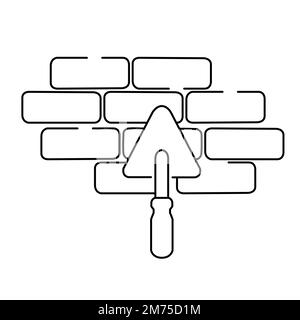 Couteau à mastiquer avec illustration vectorielle de la conception de brickwork sur fond blanc Illustration de Vecteur