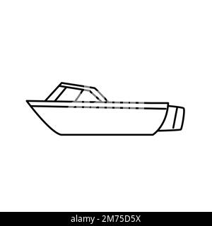 Icône bateau en bois contour dessin vectoriel illustration sur fond blanc Illustration de Vecteur