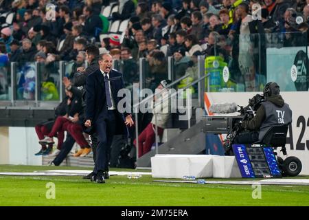 Turin, Italie. 07th janvier 2023. Turin. Lega Serie Un match de Tim valable pour le championnat 2022/2023 Juventus vs Udinese au stade Allianz dans la photo: Massimiliano Allegri crédit: Agence de photo indépendante / Alay Live News Banque D'Images