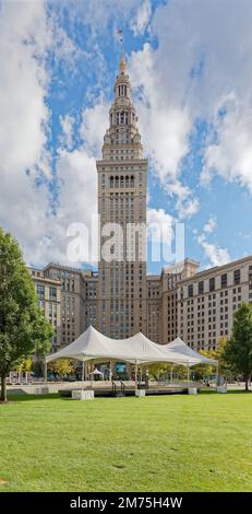 Tower City Centre, une icône de Cleveland, contient des bureaux, hôtel, casino, centre commercial et centre de transport. Le monument de 15 hectares a été construit en 1923-1962. Banque D'Images