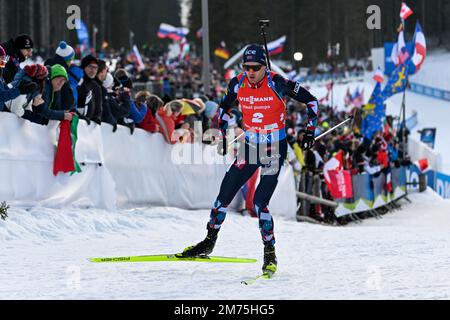 Pokljuka, Slovénie. 07th janvier 2023. Tarjei BoE de Norvège vu en action pendant la course de poursuite de 12,5 km Men à la coupe du monde de biathlon IBU BMW à Pokljuka. Crédit : SOPA Images Limited/Alamy Live News Banque D'Images