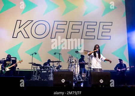 Biddinghuizen, pays-Bas. 21st août 2022. Koffee se produit en direct au Lowlands Festival 2022 sur 21 août 2022 à Biddinghuizen, pays-Bas. (Photo de Roberto Finizio/NurPhoto) Credit: NurPhoto SRL/Alay Live News Banque D'Images