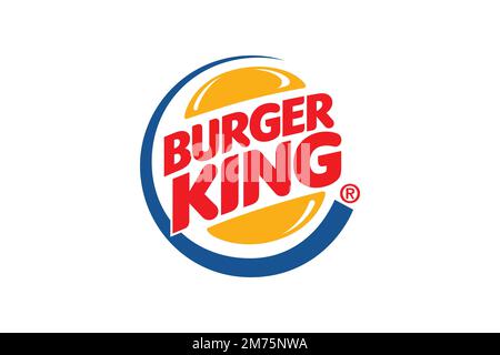 Burger King, logo, fond blanc Banque D'Images