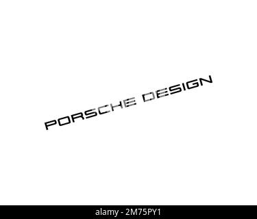 Porsche Design, logo pivoté, fond blanc Banque D'Images