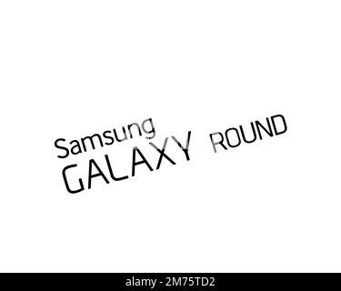 Samsung Galaxy Round, logo pivoté, fond blanc Banque D'Images